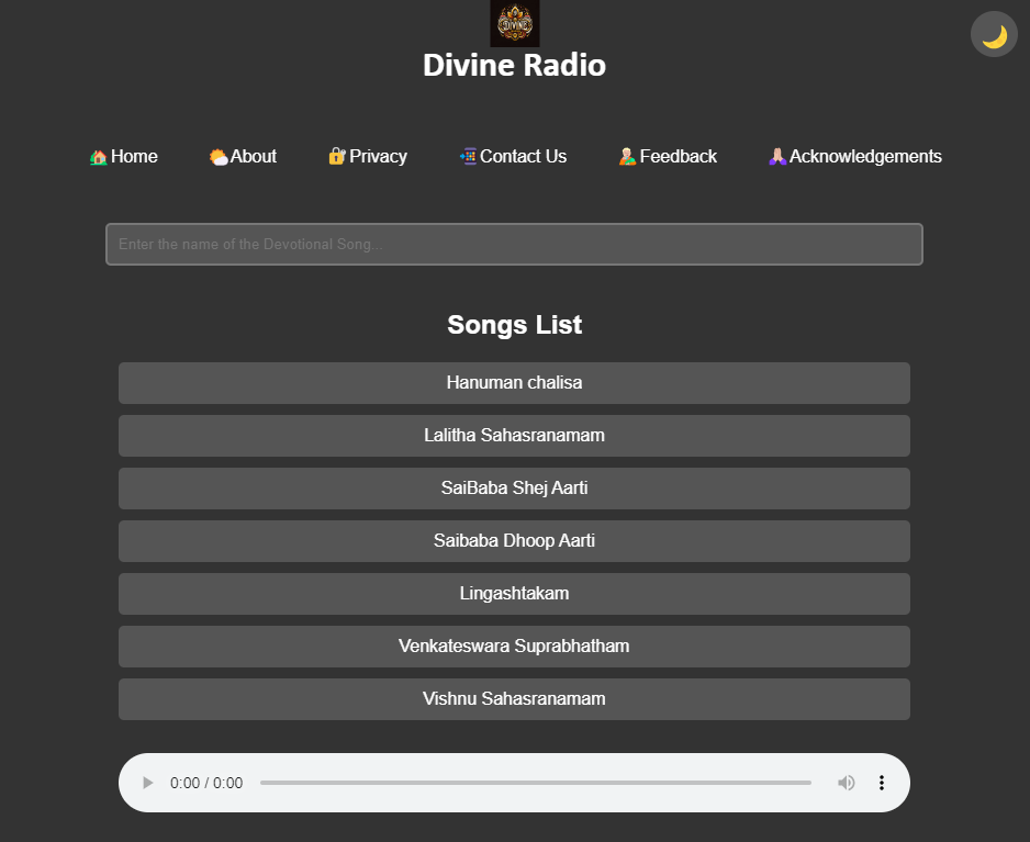 DivineRadio user interface