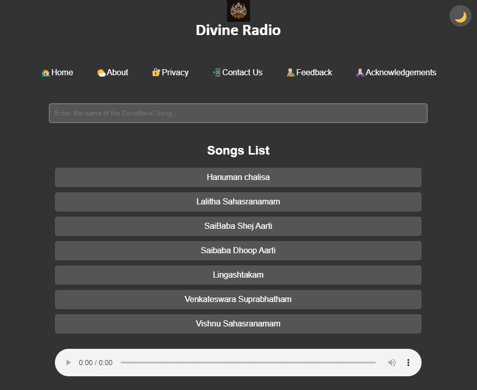 DivineRadio user interface